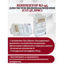 Коннектор RJ-45 Cat-5e, 8P8C для систем видеонаблюдения