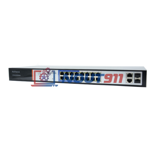 Коммутатор РоЕ Optimus UMG1-18/16P, 16 PoE+ портов 10/100 Мбит/с с поддержкой Auto-MDIX + 2 Uplink порта 1000 Мбит/с RJ-45 or SFP, 250Вт