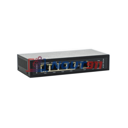 Коммутатор PoE Optimus  U1E-4F/1G/1S, 4 PoE порта 10/100 Мбит/с, 1 Uplink порт 1Гбит/с RJ-45, 1 SFP порт, 65 Вт