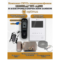 Комплект СКУД с видеодомофоном Optimus Leader 4.3˝ TFT - 0.3МП со считывателем EM-marine и электромеханическим замком EMC-01-S - для частного дома, дачи, квартиры