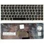 Клавиатура для ноутбука Lenovo IdeaPad U460 черная с серебристой рамкой