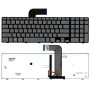 Клавиатура для ноутбука Dell Inspiron 17R N7110 серая с черной рамкой с подсветкой