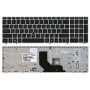Клавиатура для ноутбука HP Probook 6560B Elitebook 8560p черная с серебристой рамкой и трекпойнтом