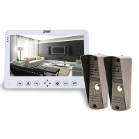 Комплект видеодомофона с вызывной панелью J2000 10"-4  J2000-DF-АВРОРА (белый)/АДМИРАЛ AHD 2,0 mp (медь)-2шт