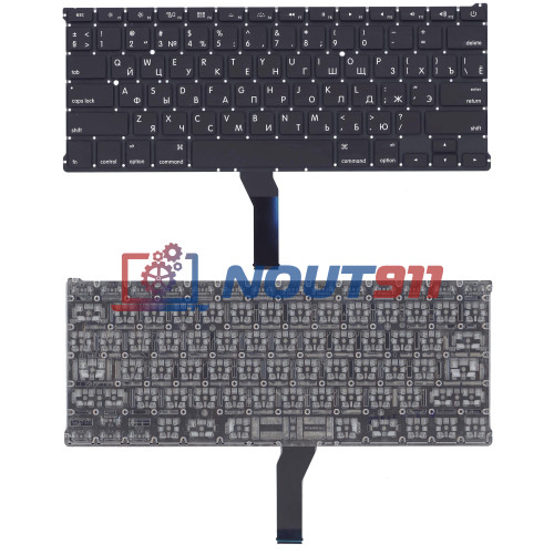 Клавиатура для ноутбука Apple A1369 2011+  черная с подсветкой, плоский ENTER