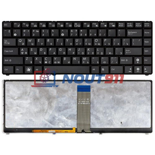 Клавиатура для ноутбука Asus UL20 EEE PC 1201 черная с черной рамкой с подсветкой