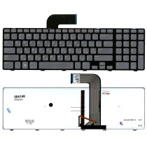 Клавиатура для ноутбука Dell Inspiron 17R N7110 серая с черной рамкой с подсветкой