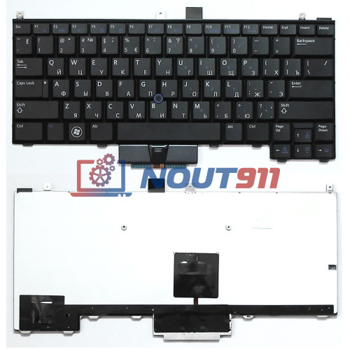 Клавиатура для ноутбука Dell Latitude E4310 черная с указателем (point stick) с подсветкой