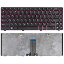 Клавиатура для ноутбука Lenovo IdeaPad V370 черная с красной рамкой