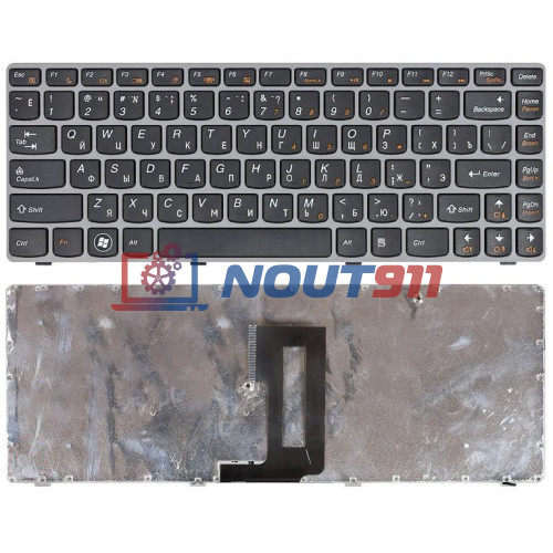 Клавиатура для ноутбука Lenovo Z450 Z460 Z460A Z460G черная с серой рамкой
