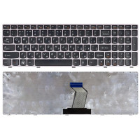 Клавиатура для ноутбука Lenovo Z560 Z565 G570 G770 черная с бронзовой рамкой
