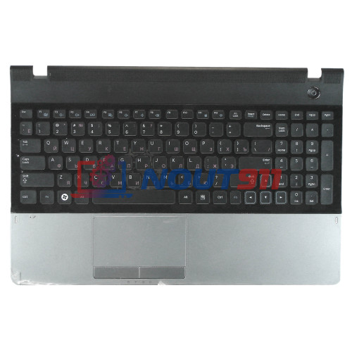 Клавиатура для ноутбука Samsung 300E5A 305E5A черная топ-панель серебристая