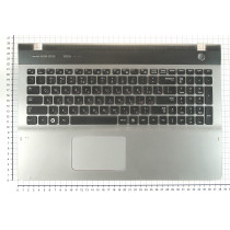 Клавиатура для ноутбука Samsung QX530 топкейс серебристый кнопки черные