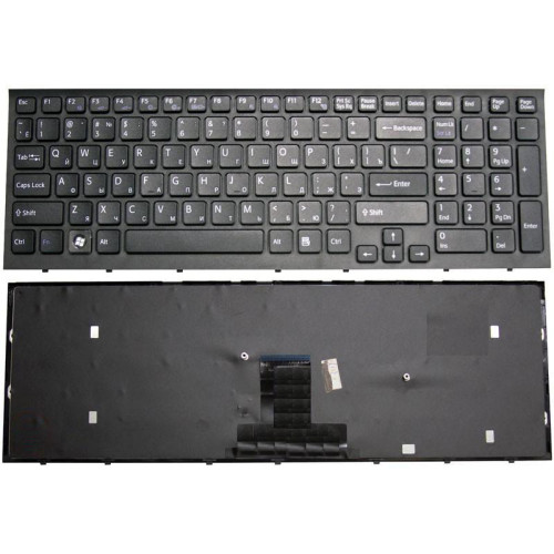Клавиатура для ноутбука Sony Vaio VPC-EB черная с черной рамкой