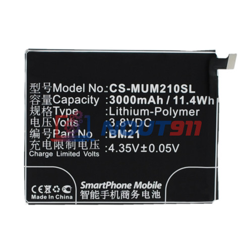 Аккумулятор CS-MUM210SL BM21 для Xiaomi Mi Note 3.8V / 3000mAh / 11.40Wh