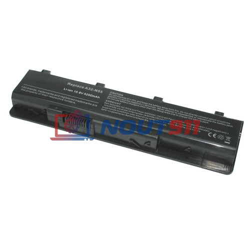 Аккумулятор (Батарея) для ноутбука Asus N45 10.8V-11.1V 5200mAh A32-N55 REPLACEMENT черная
