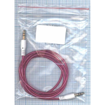 Аудио кабель Jack 3.5 - Jack 3.5, 1м (круглый кабель) розовый
