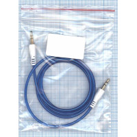 Аудио кабель Jack 3.5 - Jack 3.5, 1м (круглый кабель) синий