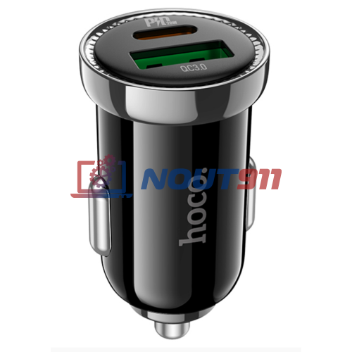 Автомобильная зарядка HOCO Z44 Leading, 1xUSB + 1xUSB-C, 3A, 20W, черный