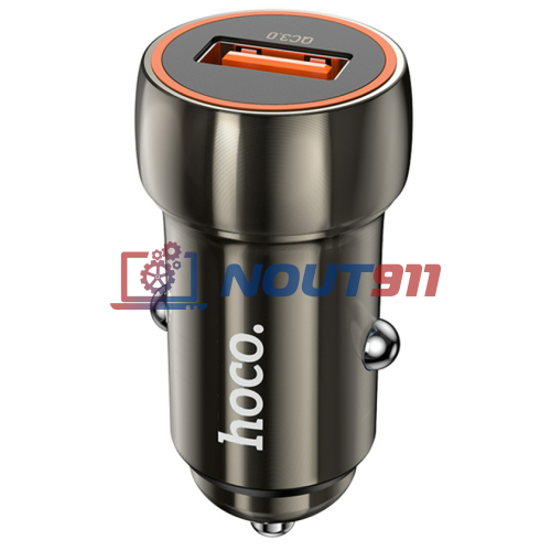 Автомобильная зарядка HOCO Z46 Blue shield, 1xUSB, 18W, серый металлик