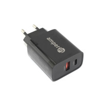 Блок питания (сетевой адаптер) Amperin USB-A, USB-C (YDS-TC030-011) 30W, black