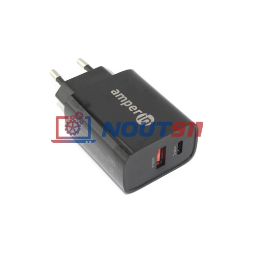 Блок питания (сетевой адаптер) Amperin USB-A, USB-C (YDS-TC030-011) 30W, black