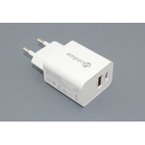 Блок питания (сетевой адаптер) Amperin USB-A, USB-C (YDS-TC030-011) 30W, white
