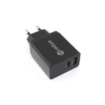 Блок питания (сетевой адаптер) Amperin USB-A, USB-C (YDS-TC045-011PK) 45W, black