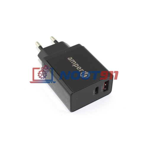 Блок питания (сетевой адаптер) Amperin USB-A, USB-C (YDS-TC045-011PK) 45W, black