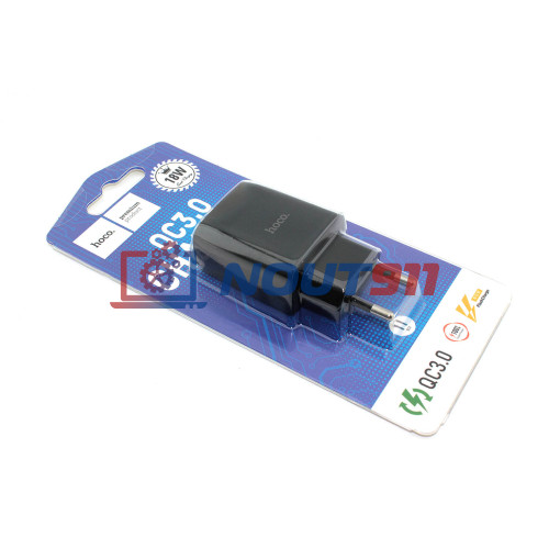 Блок питания (сетевой адаптер) HOCO C72Q Glorious QC3.0 один USB порт, черный