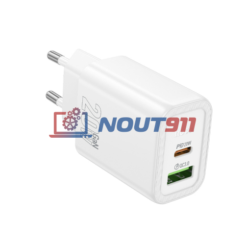 Блок питания (сетевой адаптер) HOCO N61 Gentle PD20W+QC3.0 charger, белый