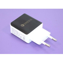 Блок питания (сетевой адаптер) Lz-319 5V/3A 9V/2A 12V/1.6A 18W USB Quick Charge 3.0 Черно-белый