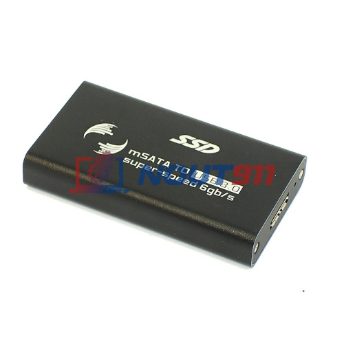 Бокс для SSD диска MSATA с выходом USB 3.0 алюминиевый, черный