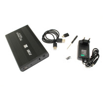 Бокс для жесткого диска 3,5" SATA алюминиевый USB 2.0 черный