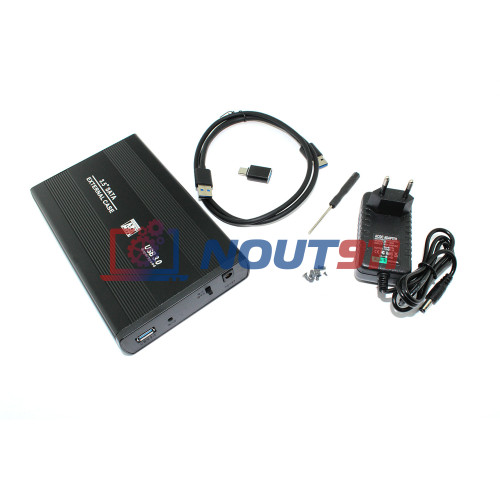 Бокс для жесткого диска 3,5" SATA алюминиевый USB 3.0 черный