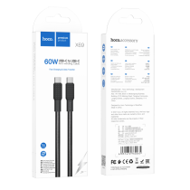 Кабель HOCO X69 Jaeger 60W charging data cable Type-C To Type-C 1m Black-White
