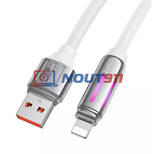 Кабель USB HOCO U136 Prize, USB - Lightning, 2.4А, 1.2м, белый