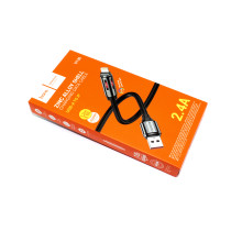 Кабель USB HOCO U136 Prize, USB - Lightning, 2.4А, 1.2м, черный