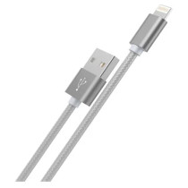 Кабель USB HOCO X2 knitted, USB - Lightning, 2.4А, 1м, серый