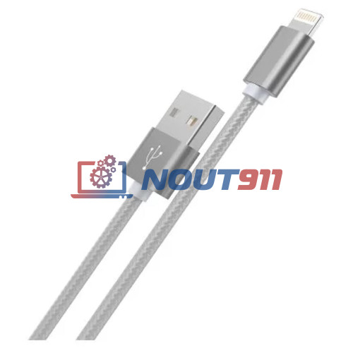 Кабель USB HOCO X2 knitted, USB - Lightning, 2.4А, 1м, серый