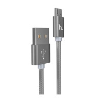 Кабель USB HOCO X2 knitted, USB - Micro USB, 2.4А, 1м, серый