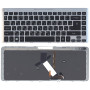 Клавиатура для ноутбука Acer Aspire V5-471 V5-431 M5-481T черная с серебристой рамкой, с подсветкой
