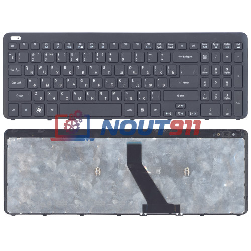 Клавиатура для ноутбука Acer Aspire V5, V5-5 Acer M5-581T черная с черной рамкой