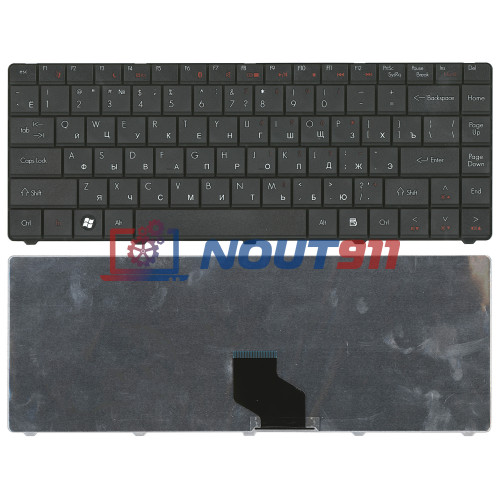 Клавиатура для ноутбука Acer D725 (короткий шлейф) черная (версия Packpard Bell)