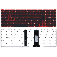 Клавиатура для ноутбука Acer Nitro 5 AN515-54 черная с красной подсветкой (красная подложка)