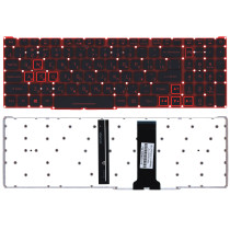 Клавиатура для ноутбука Acer Nitro 5 AN515-54 черная с красной подсветкой (красная подложка)