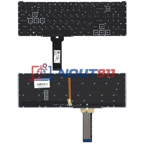 Клавиатура для ноутбука Acer Nitro 5 AN515-54 черная с RGB подсветкой
