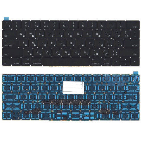 Клавиатура для ноутбука MacBook Pro 13 15 Retina A1706 черная с подсветкой плоский Enter