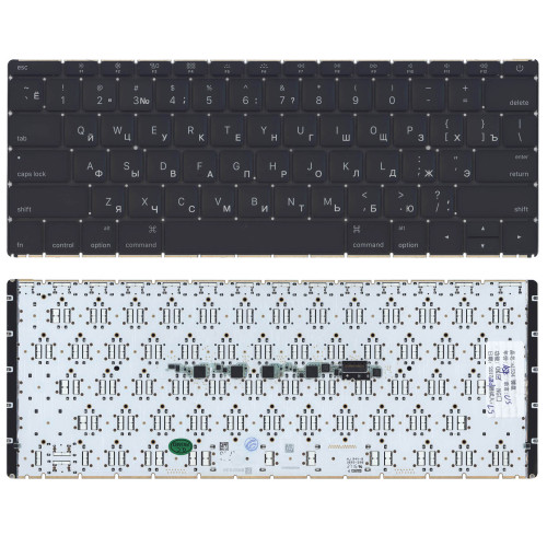 Клавиатура для ноутбука MacBook 12" A1534 2016+ Small Enter черная