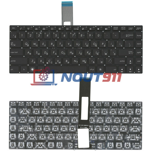 Клавиатура для ноутбука Asus N46 черная без рамки с подсветкой
